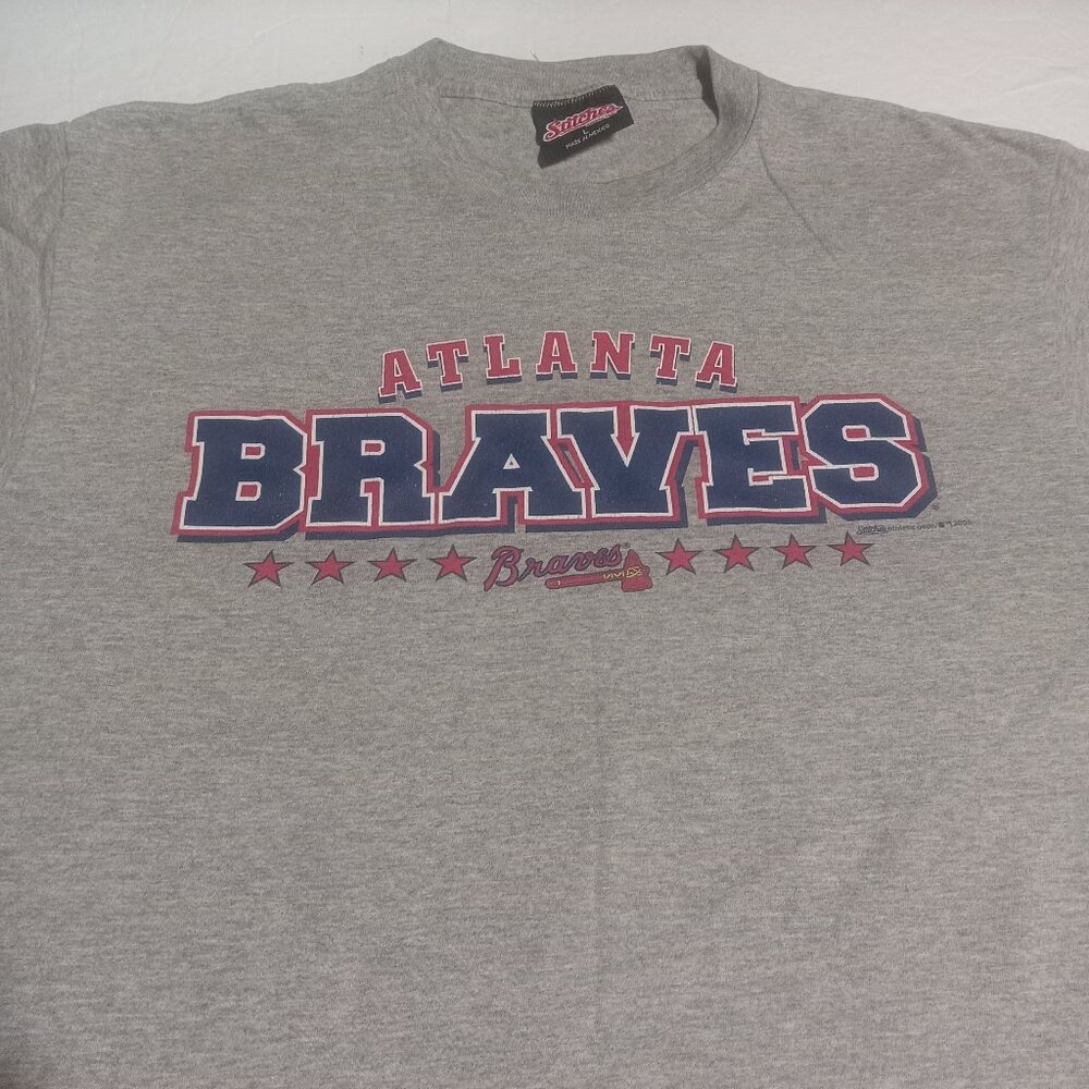 Atlanta Braves Men's VTG 2005 Short Sleeve T Shirt Stitches Tag Size L Gray